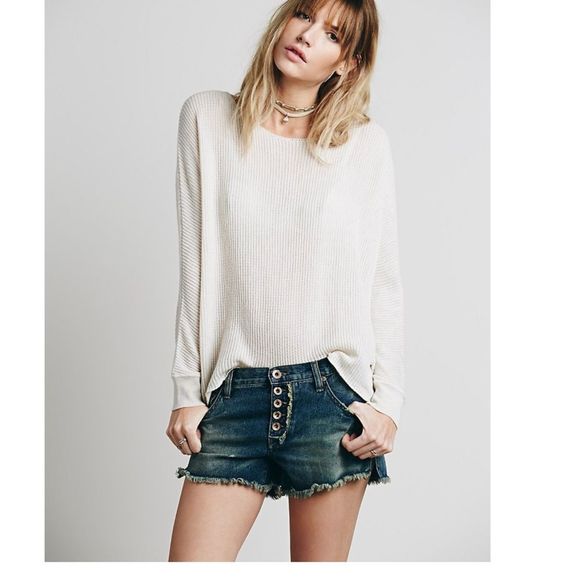 Distressed denim shorts